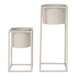 Marla Flowerpots 2 Pots De Fleurs En Gris Beige -Jardin Luxueux Pas Cher Magasin 206c844a52d6cdaf