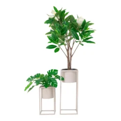 Marla Flowerpots 2 Pots De Fleurs En Gris Beige -Jardin Luxueux Pas Cher Magasin 26f914857612a6f9