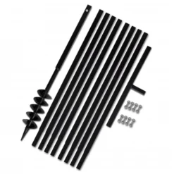 VIDAXL Tarière De Sol Avec Manche 100 Mm Et Tube D'extension 9 M Acier