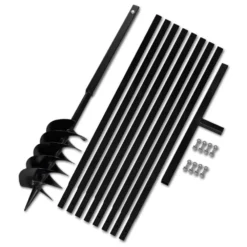 VIDAXL Tarière De Sol Avec Manche 150 Mm Et Tube D'extension 9 M Acier