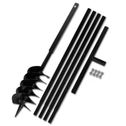 VIDAXL Tarière De Sol Avec Manche 150 Mm Et Tube D'extension 5 M Acier