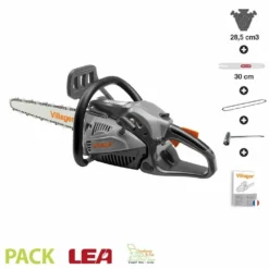 Tronçonneuse élagueuse Thermique 1,4cv 29cc Guide Oregon 30 Cm Anti-vibration Villager Vgs 3011pe