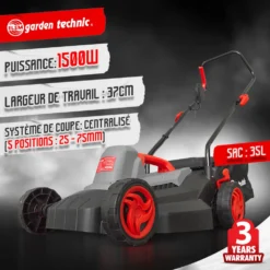 Tondeuse à Gazon électrique 1500w - Largeur De Coupe 37cm - Elem Garden -Jardin Luxueux Pas Cher Magasin 63c1367c683ce0.72105264