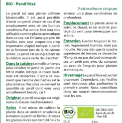 Kit De Culture - Bio - Persil Frisé - 800 Graines - Petroselinum Crispum -Jardin Luxueux Pas Cher Magasin 640641ae9f4778.02590028