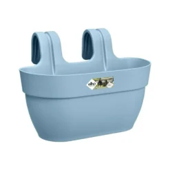 Elho - Pot De Fleurs - Vibia Campana Easy Hanger Medium - Bleu Vintage - Balcon Extérieur - L 24.1 X W 36 X H 26.5 Cm