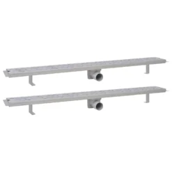 VIDAXL Drain De Douche Linéaire 2pcs Vague 1030x140mm Acier Inoxydable