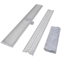 VIDAXL Drain De Douche Linéaire 2pcs Vague 1030x140mm Acier Inoxydable -Jardin Luxueux Pas Cher Magasin 645d59e76744b9.85164940