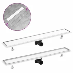 VIDAXL Drain De Douche Avec Couvercle 2 En 1 83x14 Cm Acier Inoxydable