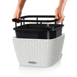 LECHUZA Jardinière Bacino Cottage All-in-one 30x30 Cm Blanc -Jardin Luxueux Pas Cher Magasin 64798954281919.42979465