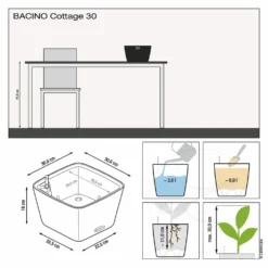 LECHUZA Jardinière Bacino Cottage All-in-one 30x30 Cm Blanc -Jardin Luxueux Pas Cher Magasin 6479895431e5b7.09786384