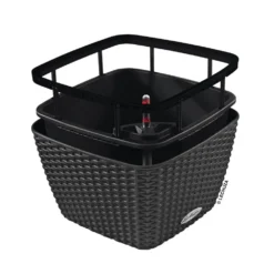 LECHUZA Jardinière Bacino Cottage All-in-one 30x30 Cm Noir Graphite -Jardin Luxueux Pas Cher Magasin 6479895b664872.76464178