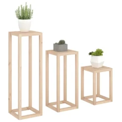 VIDAXL Ensemble De Supports Pour Plantes 3 Pcs Bois De Pin Massif -Jardin Luxueux Pas Cher Magasin 64798cbddc5754.43290537