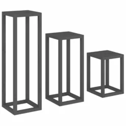 VIDAXL Ensemble De Supports Pour Plantes 3 Pcs Gris Bois De Pin Massif -Jardin Luxueux Pas Cher Magasin 64798cc12fd955.94521332