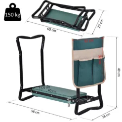 OUTSUNNY Tabouret Agenouilloir De Jardinage 2en1 - L58xl28xH49cm -Jardin Luxueux Pas Cher Magasin 943263 004